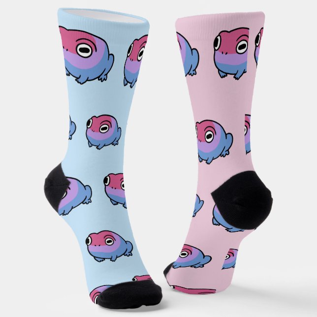 Chonky Bisexual Frog Queer Socks | Cute Bi Pride  Socken (Gewinkelt)