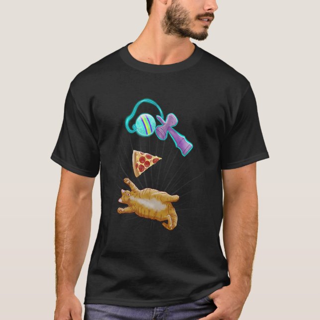 Chonky cat with pizza and kendama T-Shirt (Vorderseite)