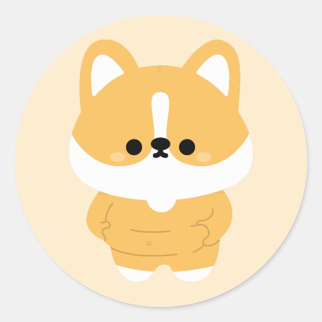 Chonky Corgi Runder Aufkleber (Vorderseite)