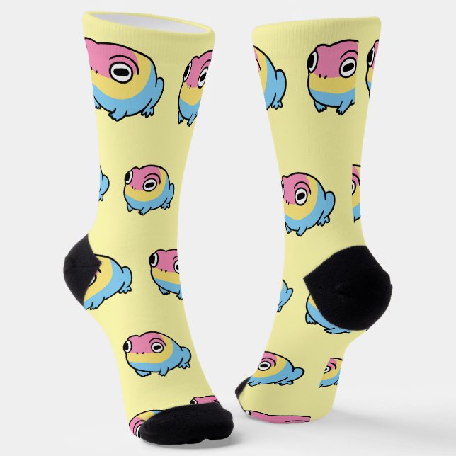 Chonky Pansexual Frog Pride Socks | Cute Pan Pride Socken (Gewinkelt)