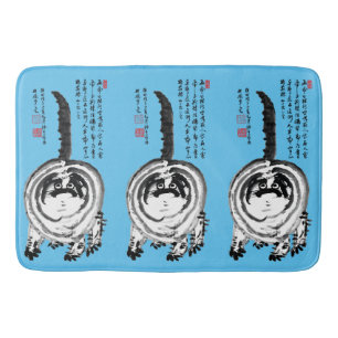 Chonky Striped Japanese Tabby Cat Badematte