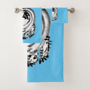 Chonky Striped Japanese Tabby Cat Badhandtuch Set