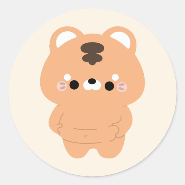 Chonky Tiger Runder Aufkleber (Vorderseite)