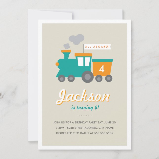 Choo Choo Anniversaire Fête Invitation (Devant)