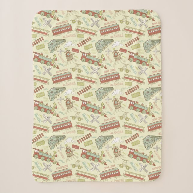 Choo Choo Antike Züge Sherpadecke (Vorderseite)