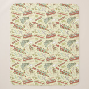 Choo Choo Antique Trains Sherpa Blanket Sherpadecke