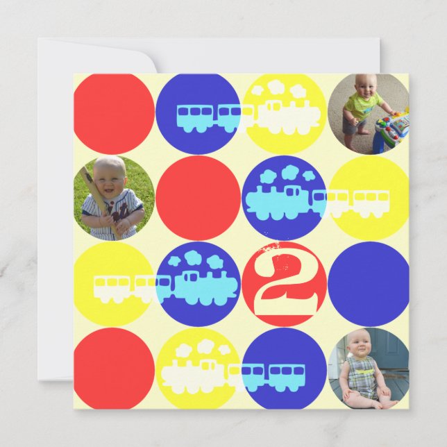 Choo Choo Dots Anniversaire Invitation photo (Devant)