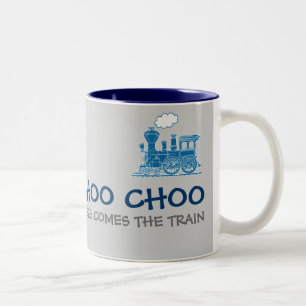 Choo Choo hier kommt der Zug Marine & Grau Tasse