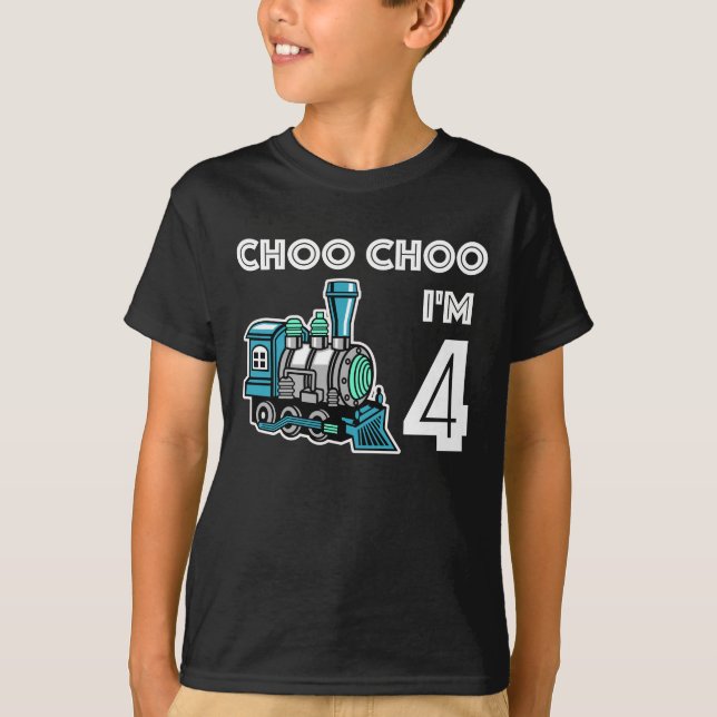 Choo Choo Ich bin 4 Jahre alt niedlicher Zug nach  T-Shirt (Vorderseite)