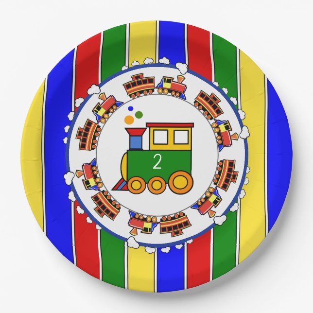Choo Choo Kinderwagen Kinderdusche Party Pappteller (Vorderseite)