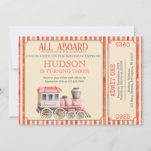 Choo Choo Train Anniversaire Invitation - Train Pa (Devant)
