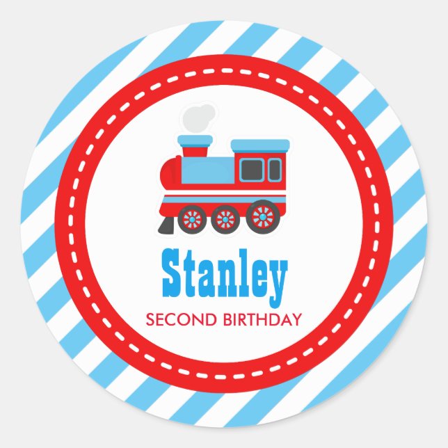 Choo Choo Train Birthday Baby Dusche Runder Aufkleber (Vorderseite)