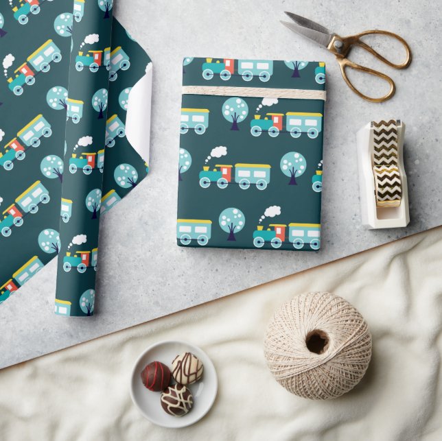 Choo Choo Train Glossy Wrapping Paper, 30" x 6' Geschenkpapier (Kunsthandwerk)