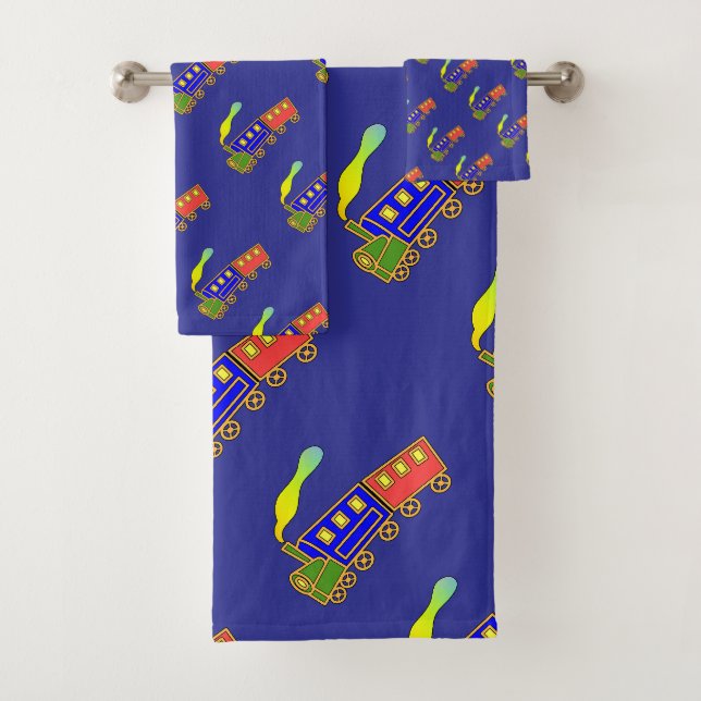 Choo Choo Train Kids Blue Badhandtuch Set (Insitu)