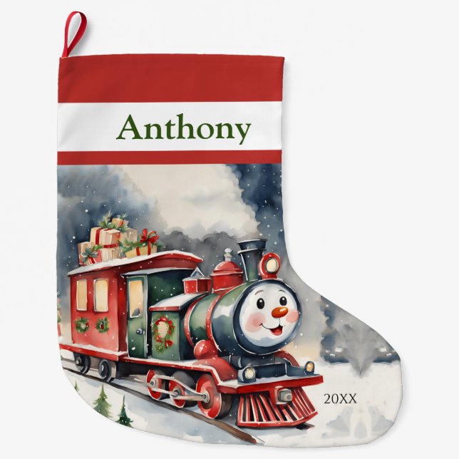 Choo Choo Xmas Train Boys Großer Weihnachtsstrumpf (Vorderseite)