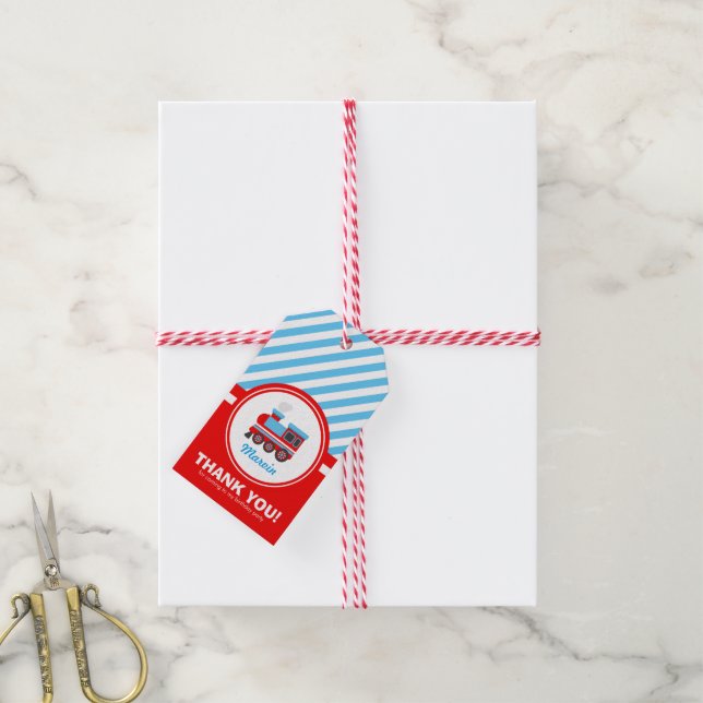 Choo Choo Zug Danke Karten Geschenkanhänger (Mit Garn)