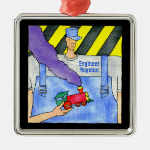 Choo Choo Zug-Ingenieur Silbernes Ornament