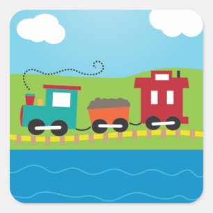 Choo-Zug für niedliche Kinder Quadratischer Aufkleber