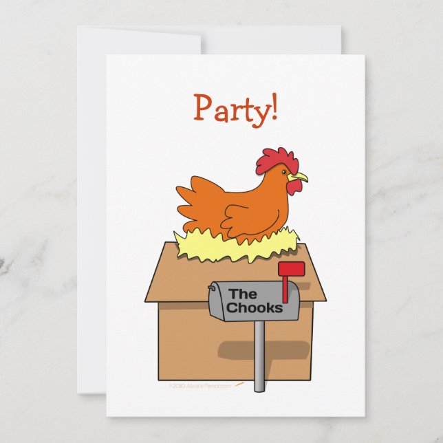 Chook House Funny Chicken auf House Cartoon Einladung (Vorderseite)