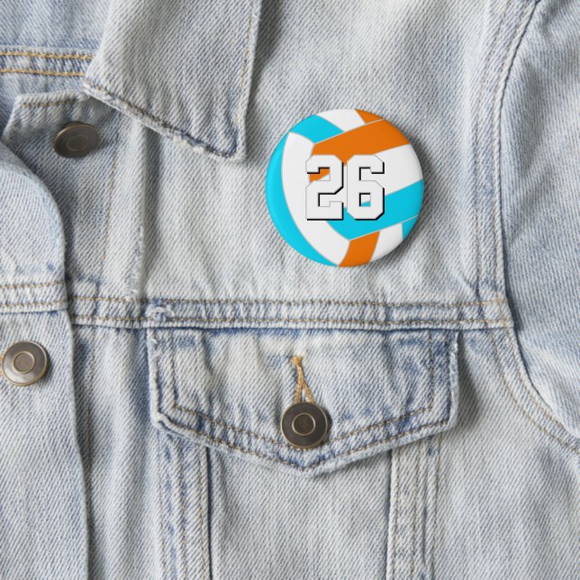 choose ANY team colors w jersey number volleyball Button (Beispiel)