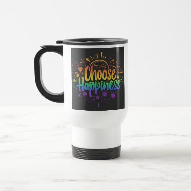 "Choose Happiness" Reisecoffee Mug. Reisebecher (Links)