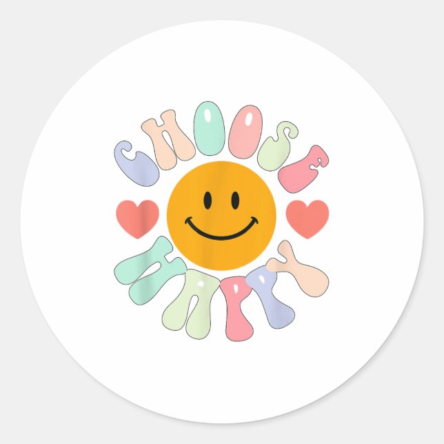 Choose Happy Motivational Insrational Sitive  Runder Aufkleber (Vorderseite)