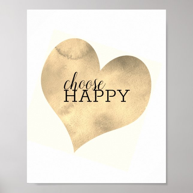 choose happy motivational quote on heart poster (Vorne)