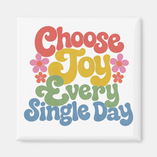 Choose Joy Every Single Day Retro Rainbow  Magnet (Vorne)