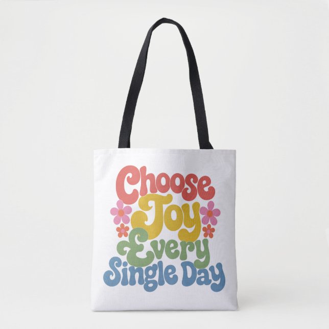 Choose Joy Every Single Day Retro Rainbow  Tasche (Vorderseite)