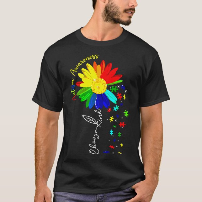 Choose Kind Autism Awareness Sunflower T-Shirt (Vorderseite)