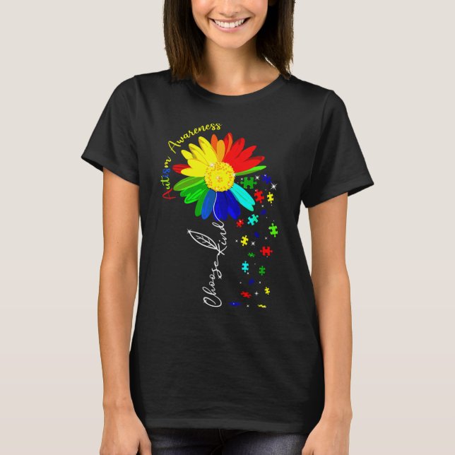 Choose Kind Autism Awareness Sunflower T-Shirt (Vorderseite)