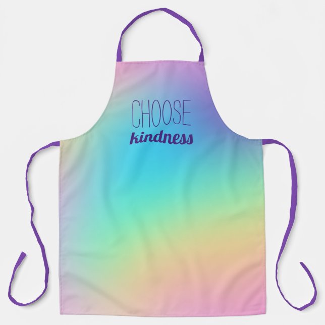 "Choose Kindness" Pastel Rainbow Gradient Schürze (Vorderseite)