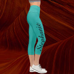 CHOOSE YOUR COLOR CUSTOM yoga capri leggings<br><div class="desc">WÄHLEN SIE IHRE FARBE maßgeschneiderte Yoga Capri Leggings! Mit dem Namen in einem schwarzen Skript bis zu einem Bein! Das Beispiel ist türkisblau grün, aber Sie können leicht an die Farbe Ihrer Wahl anpassen. Auch leicht zu ändern oder zu löschen Beispieltext. Alle Rechte vorbehalten © 2020 Alan & Marcia Socolik....</div>