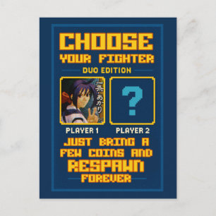„Choose Your Fighter – Duo Edition“ – Retro Postkarte