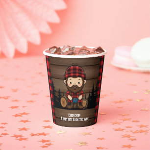 Chop! Rustikale Lumberjack Flannel Babydusche Pappbecher