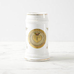 Chope À Bière 1er/50e anniversaire de Mariage Golden