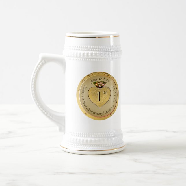 Chope À Bière 1er/50e anniversaire de Mariage Golden (Gauche)