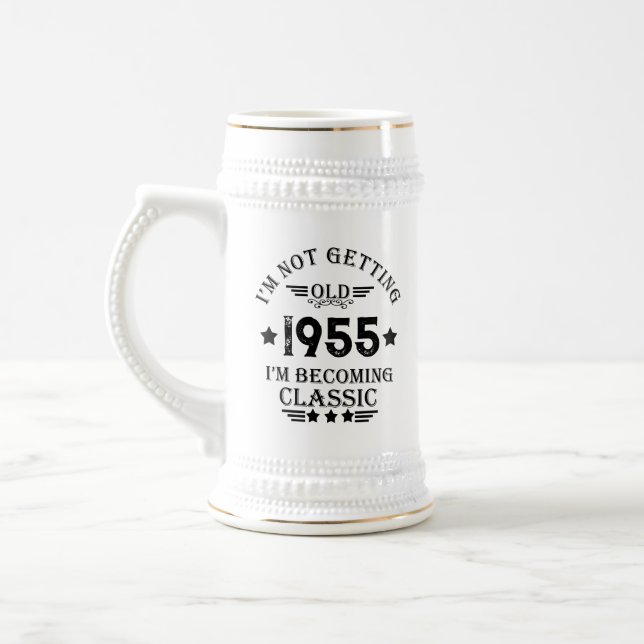Chope À Bière 70e anniversaire vintage personnalisé (Gauche)