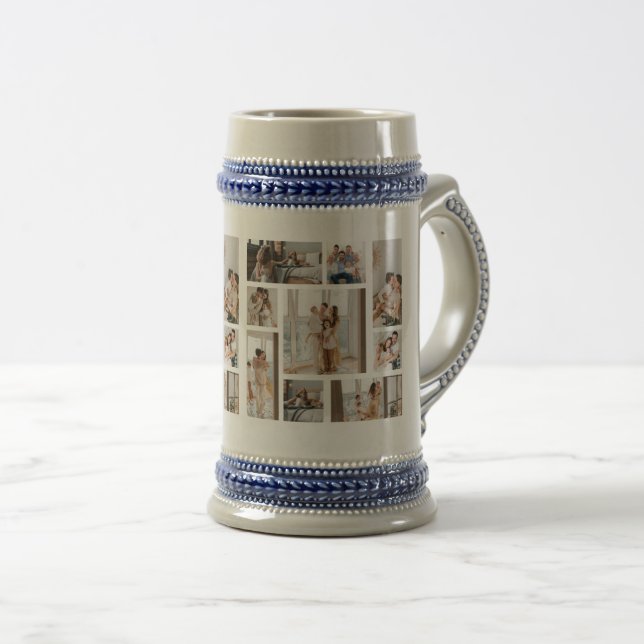 Chope À Bière 9 Photo Collage Modèle Personnaliser Beer Stein (Devant droit)