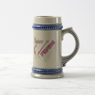 Chope À Bière Accroché À La Pêche Crochet Rose