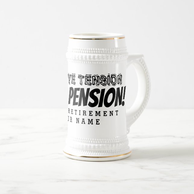 Chope À Bière Adieu tension bonjour pension drôle retraite (Devant droit)