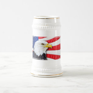 Chope À Bière Aigle et drapeau