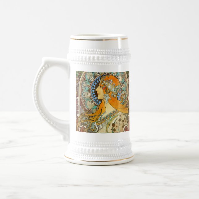 Chope À Bière Alphonse Mucha Art Nouveau Zodiac (Gauche)