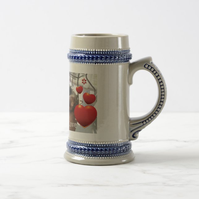 Chope À Bière Amour de berger allemand gris/bleu 18 once Stein (Droite)