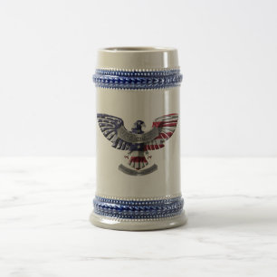 Chope À Bière Ancien Aigle Américain "Fier D'Avoir Servi"