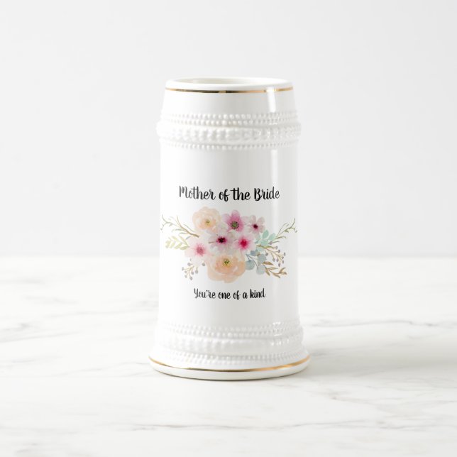 Chope À Bière Aquarelle Florale MÈRE DE LA FÊTE MARINE (Centre)