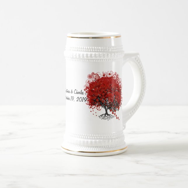 Chope À Bière Arbre à feuilles de coeur rouge (Devant droit)