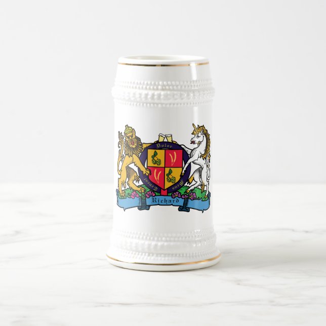 Chope À Bière Armoiries du lion et de la licorne de bière rampan (Centre)