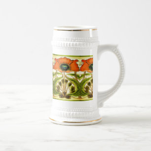CHOPE À BIÈRE ART NOUVEAU POIVRE ROUGE VERT STYLISÉ