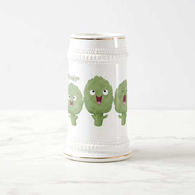 Chope À Bière Artichauts chantants mignons dessin animé végétal (Centre)